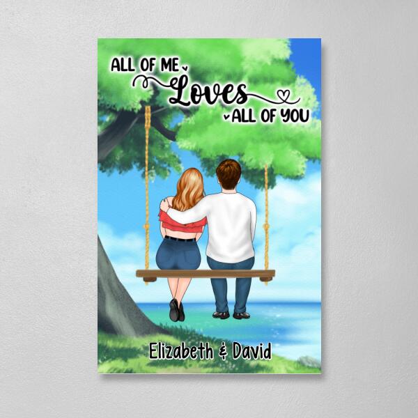 Personalized Canvas, Couple And Kid Sitting On Tree Swing, Together We Built A Life We Love, Gift For Family, Couple, Gift For Her, Gift For Him