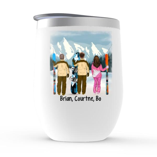 Personalized Wine Tumbler, Snowboarding and Skiing Friends, Gift For Snowboard And Ski Lovers