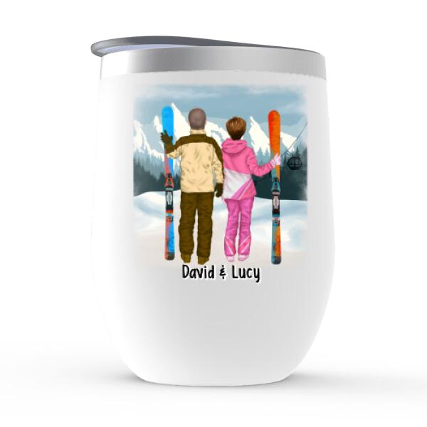 Personalized Wine Tumbler, Skiing Buddies Forever - Skiing Couple And Friends, Gifts for Skiers