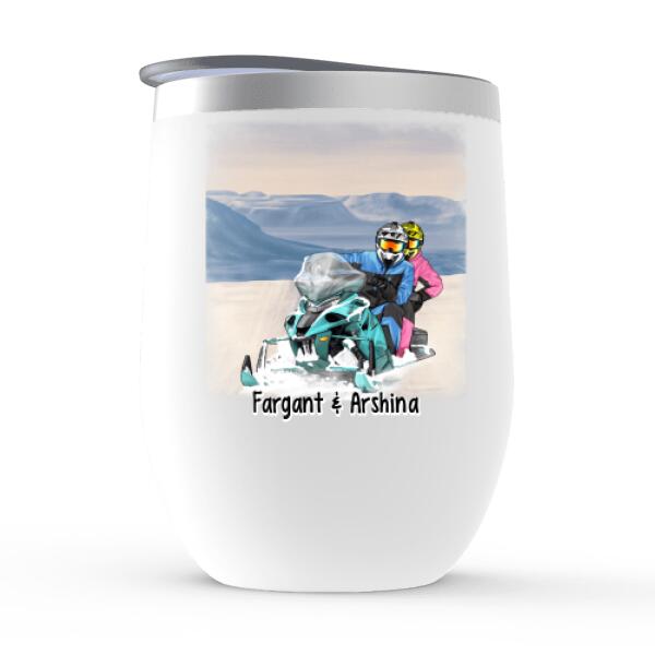 Personalized Wine Tumbler, I Love You More Than You Love Snowmobiling - Snowmobiling Couple, Gifts for Snowmobilers