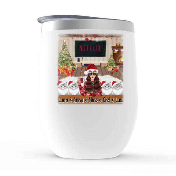 Personalized Wine Tumbler, We Woof You A Merry Christmas, Christmas Gift For Cat Lovers