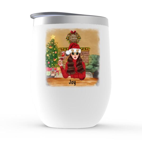 Personalized Wine Tumbler, Merry Drunk I'm Christmas, Girl Drinking Christmas Theme, Christmas Gift For Wine Lovers