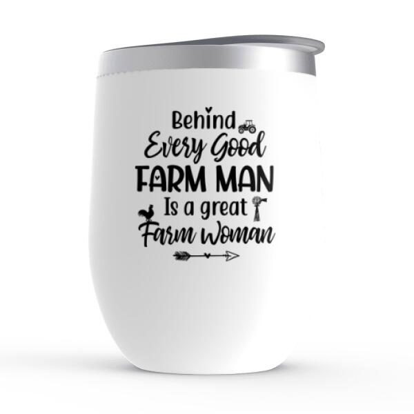 Personalized Wine Tumbler, Farming Couple, Old Farmers, Gifts For Farmers