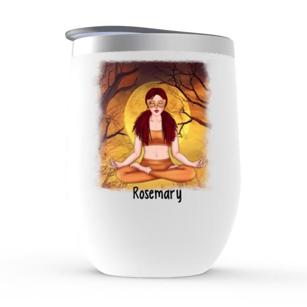 Personalized Wine Tumbler, I'm Not Sugar And Spice, Yoga Witch, Halloween Gift For Yoga Lovers