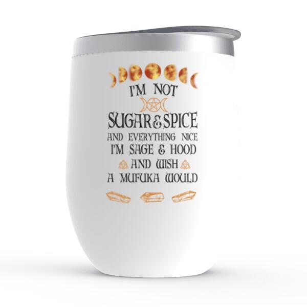 Personalized Wine Tumbler, I'm Not Sugar And Spice, Yoga Witch, Halloween Gift For Yoga Lovers