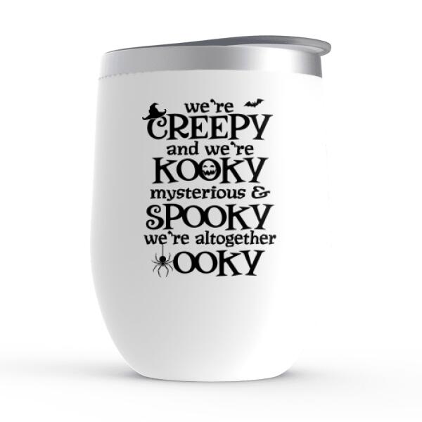 Personalized Wine Tumbler, Spooky Family, Cute Halloween Icon, Gifts For Halloween Family
