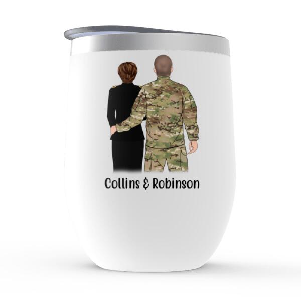 Personalized Wine Tumbler, Military Couple and Friends, Gift For Him, Her