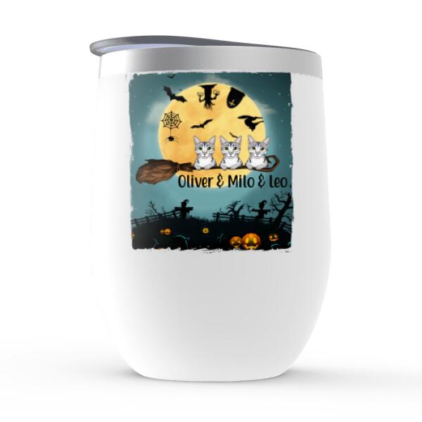 Personalized Wine Tumbler, Buckle Up Buttercup, Up To 3 Cats, Halloween Gift For Cat Lovers