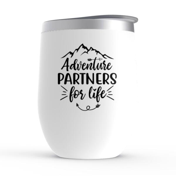 Personalized Wine Tumbler, Adventure Girl With Cats And Dogs, Custom Gift For Dogs and Car Lovers