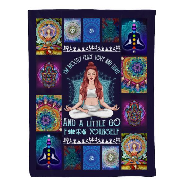 Personalized Blanket, I'm Mostly Peace Love And Light And A Little Go, Gift For Yoga Lovers