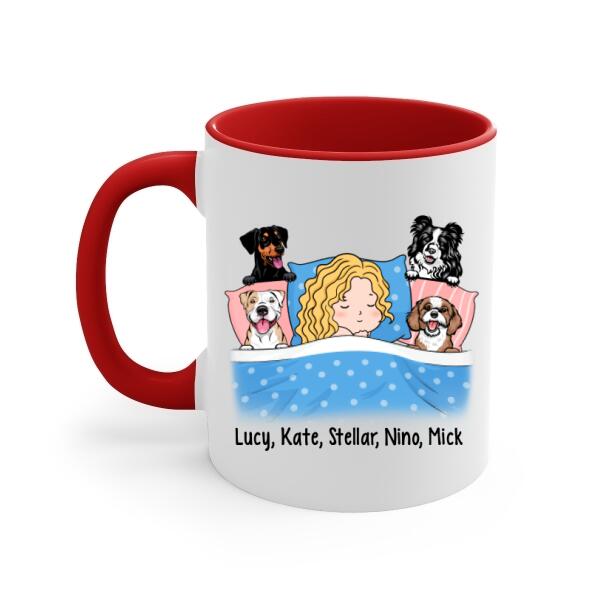 Personalized Mug, Sleeping With Dogs, I Like To Stay In Bed With My Dogs It's Too Peopley Out There, Gift For Dog Lovers