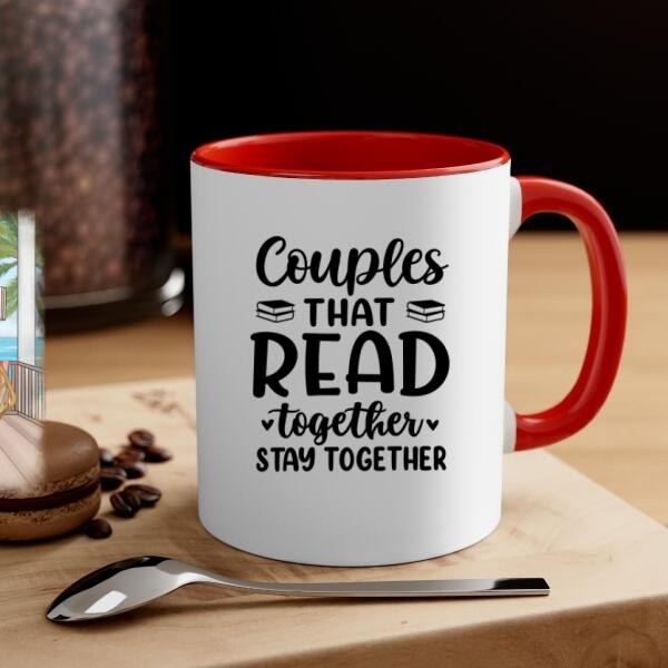 Personalized Mug, Reading Book On Swing, Couple Friends Sisters Gift, Gift For Reading Lovers, Book Lovers