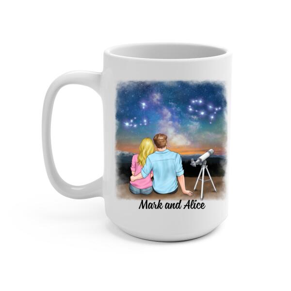 Couple with Zodiac Signs - Personalized Mug For Him, For Her, Astronomy Lovers