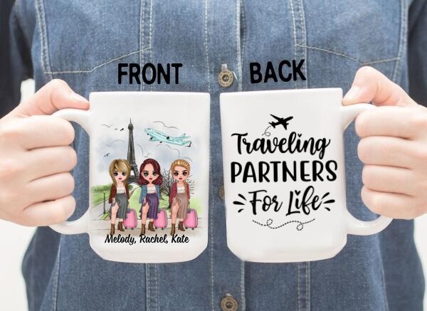 Up To 3 People Traveling Partners For Life - Personalized Mug For Friends, For Sister, Travel