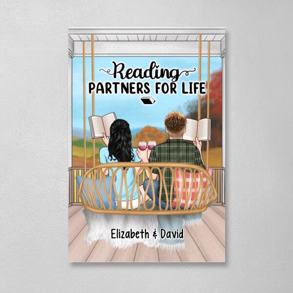 Reading Book On Swing - Personalized Canvas For Couples, For Friends, Book