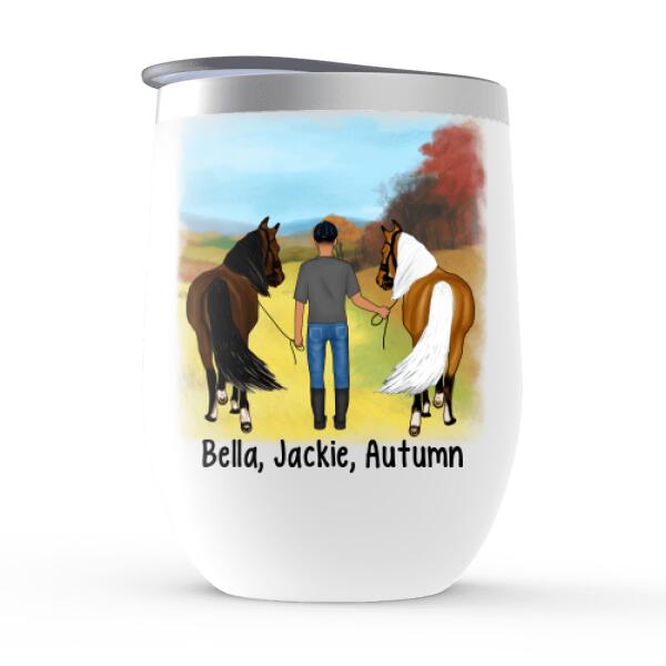 Best Friends Forever - Personalized Wine Tumbler For Him, Horse Lovers