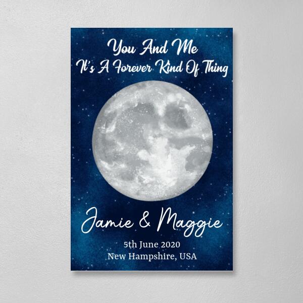 Couple Moon Phase - Personalized Canvas For Her, Him, Anniversary