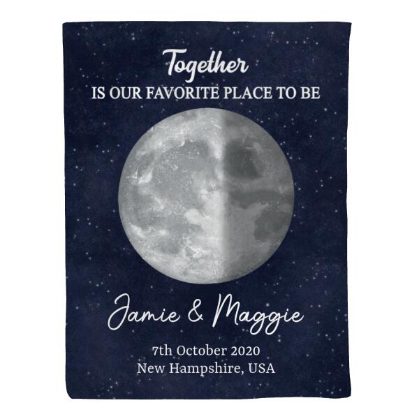 Couple Moon Phase - Personalized Blanket For Her, Him, Anniversary