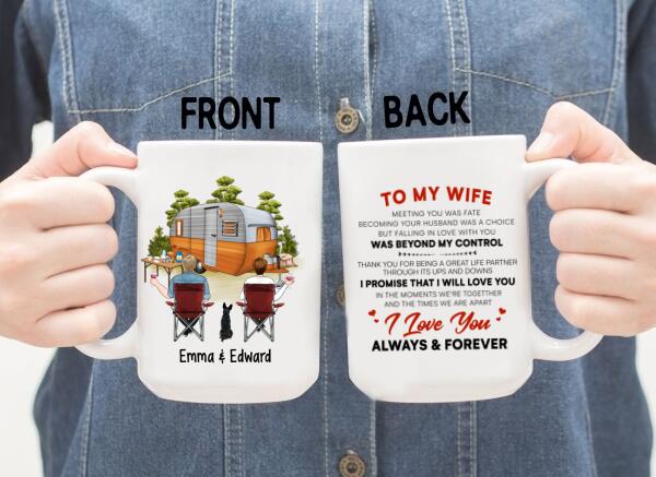 To My Wife Camping Couple With Dogs - Personalized Mug For Him, Her, Camping, Dog Lovers