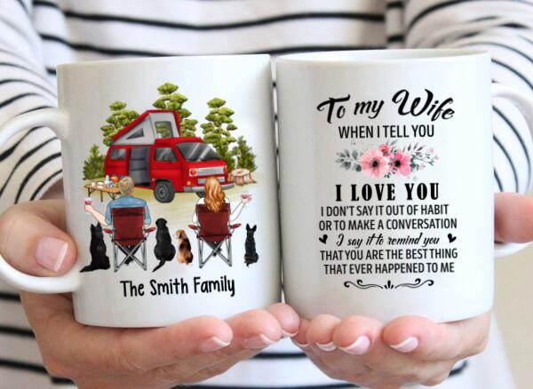 To My Wife Camping Couple With Dogs - Personalized Mug For Him, Her, Camping, Dog Lovers