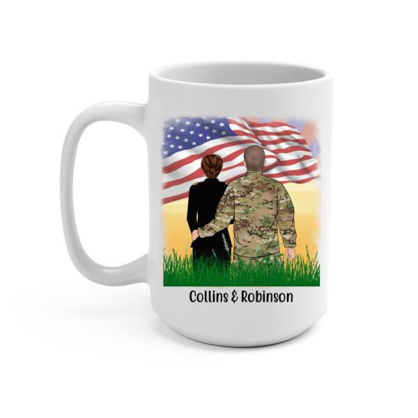 Distance Never Separates Two Hearts That Really Care - Personalized Mug For Military Spouses