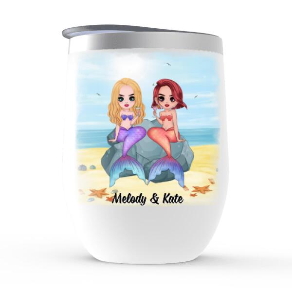 Personalized Wine Tumbler, Up To 6 Girls, Gift For Best Friends, Sisters, Mermaid Besties, Some Girls Are Just Born With The Ocean In Their Soul