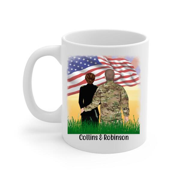 Distance Never Separates Two Hearts That Really Care - Personalized Mug For Military Spouses