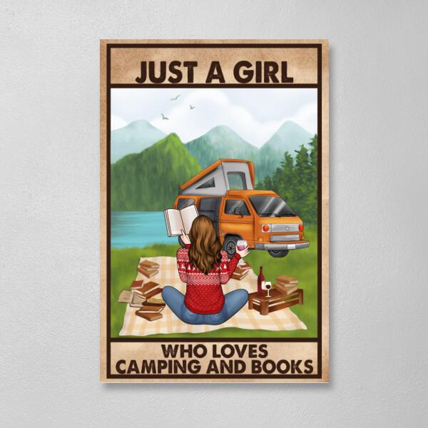 Just A Girl Who Loves Camping And Books - Personalized Canvas For Her, Camping, Book