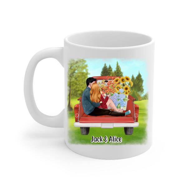 Couple Sitting On Car - Personalized Mug For Couples, For Her, For Him, Valentine's Day