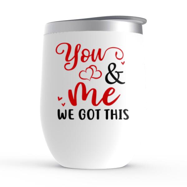 Couple Sitting On Car - Personalized Wine Tumbler For Couples, For Her, For Him, Valentine's Day