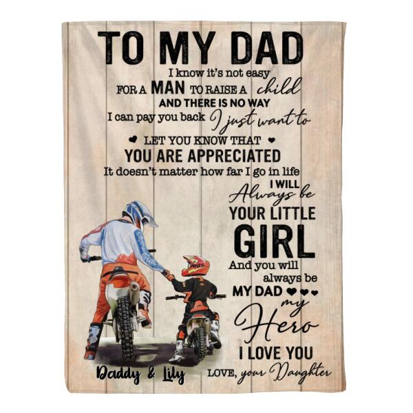 To My Dad - Personalized Blanket For Dad, Motorcycle Lovers