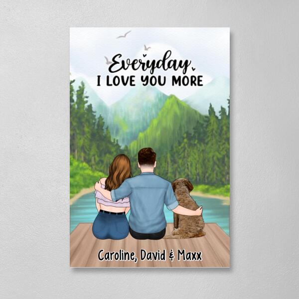 Everyday I Love You More - Personalized Canvas For Couples, For Him, Her, Dog Lover, Cat Lover