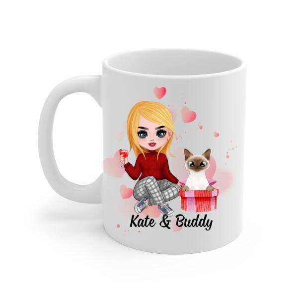 My Cat Is My Valentine - Personalized Mug For Cat Mom, Cat Dad, Valentine's Day