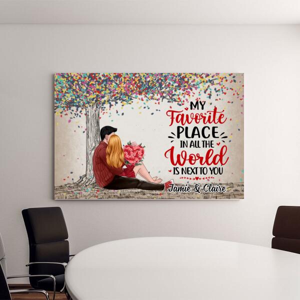 My Favorite Place In All The World Is Next To You - Personalized Canvas For Couples, Him, Her