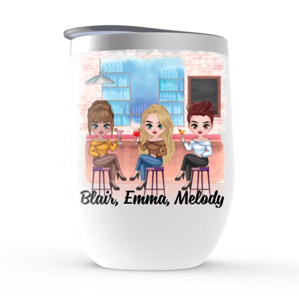 Up To 3 Chibi Love Stinks Let's Drink - Personalized Wine Tumbler For Her, Valentine's Day