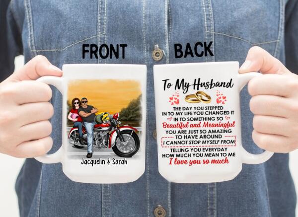 To My Husband - Personalized Gifts Custom Motorcycle Mug For Him For Couples For Him, Motorcycle Lovers