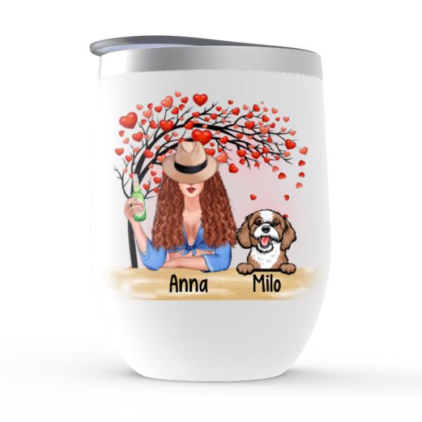 Valentine Is Better with Dogs - Personalized Gifts Custom Dog Wine Tumbler for Dog Mom, Dog Lovers