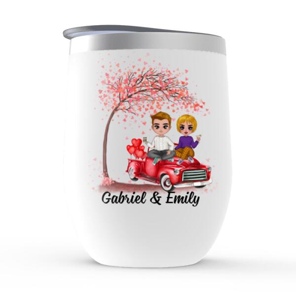 From Our First Kiss Till Our Last Breath - Personalized Wine Tumbler For Couples, Him, Her, Valentine's Day