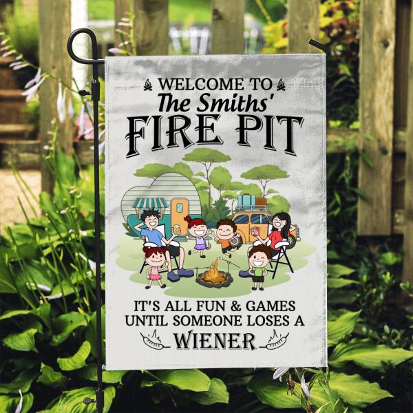 Welcome To Our Fire Pit - Personalized Garden Flag For The Family, Camping