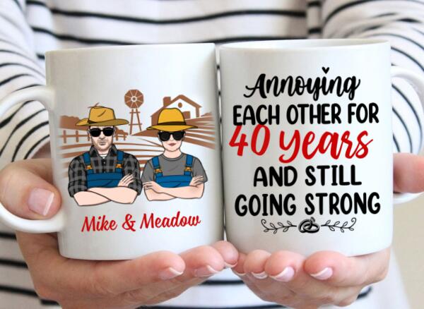 Older Couple Annoying Each Other For - Personalized Mug For Couples, Her, Him, Farmer, Anniversary