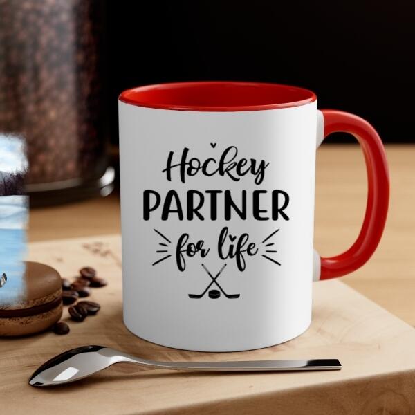 Hockey Partners For Life - Personalized Mug For Couples, Him, Her, Hockey
