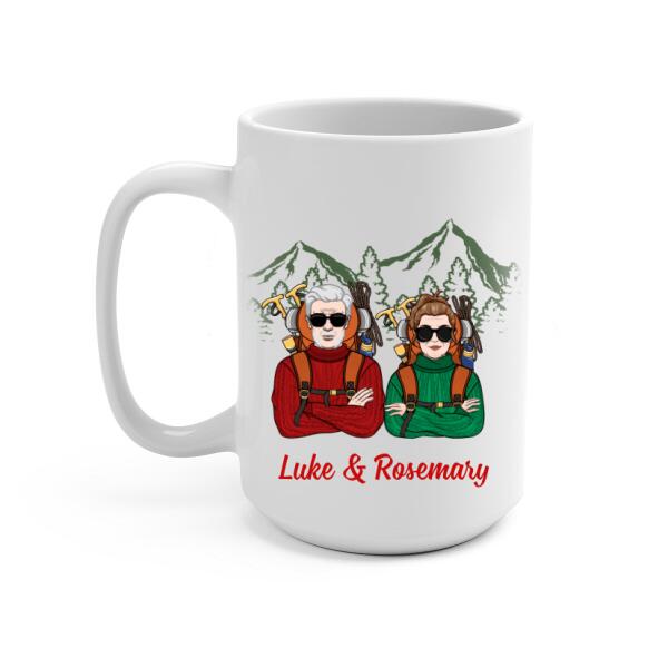 Older Couple Annoying Each Other For - Personalized Mug For Couples, Her, Him, Hiking, Anniversary