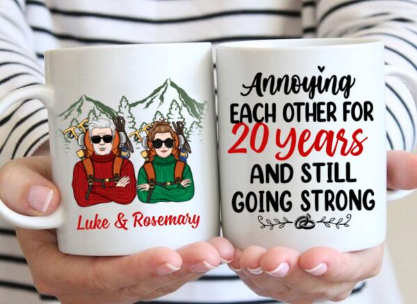 Older Couple Annoying Each Other For - Personalized Mug For Couples, Her, Him, Hiking, Anniversary