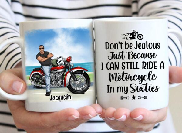 Personalized Gifts - Custom Motorcycle Mug for Grandpa, Motorcycle - Ride a Motorcycle in My Sixties