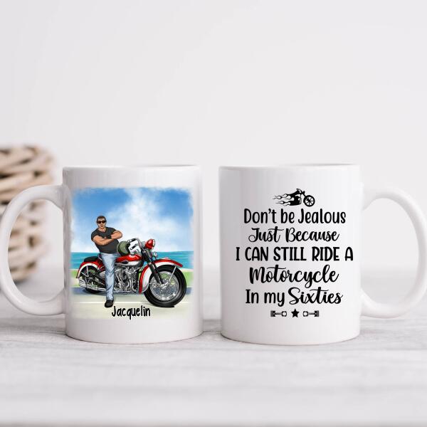 Personalized Gifts - Custom Motorcycle Mug for Grandpa, Motorcycle - Ride a Motorcycle in My Sixties