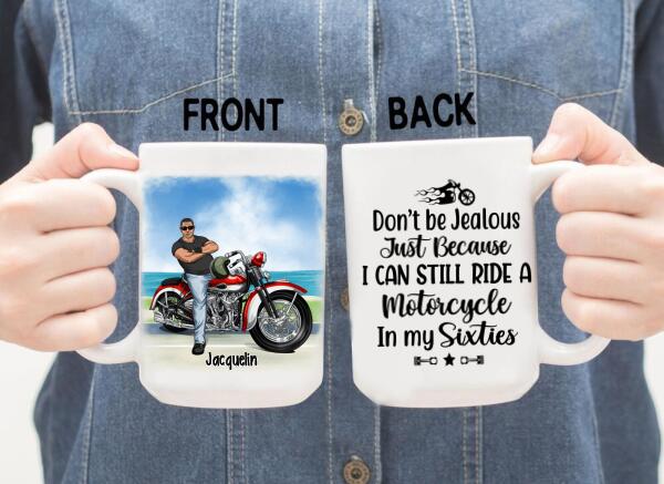 Personalized Gifts - Custom Motorcycle Mug for Grandpa, Motorcycle - Ride a Motorcycle in My Sixties