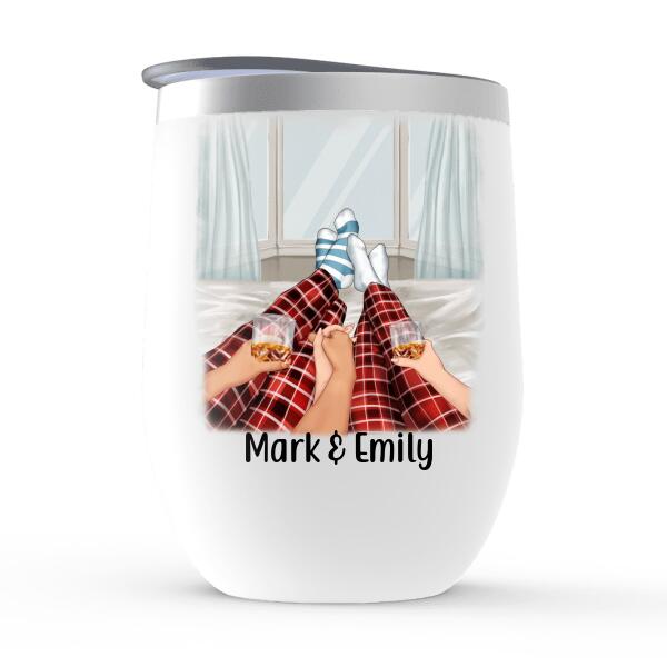 Our First Valentine's Day - Personalized Wine Tumbler For Couples, Dog Lovers, Cat Lovers