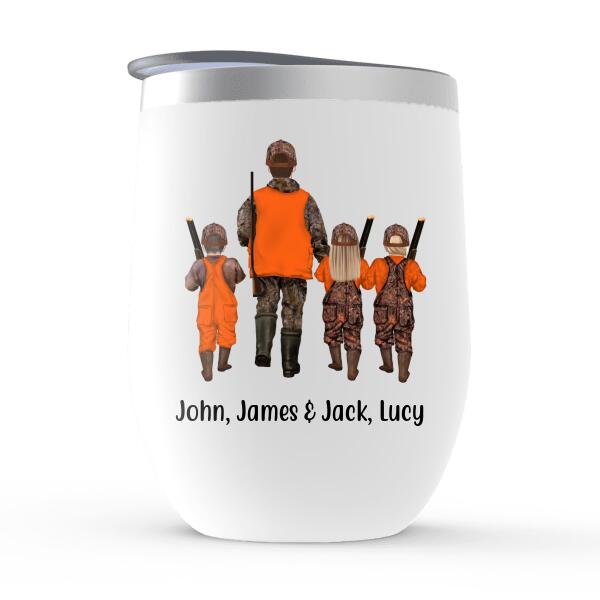 Personalized Wine Tumbler, Hunting Partners -Couple Friends And With Kids, Gift For Family, Gift For Hunters