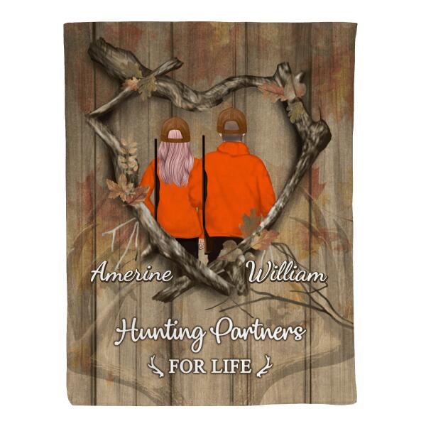 Hunting Partners For Life - Personalized Blanket For Couples, For Him, For Her, Hunting