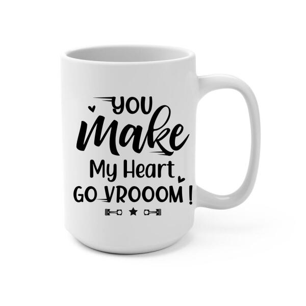 You Make My Heart Go Vrooom - Personalized Mug For Couples, Him, Her, Motorcycle Lovers